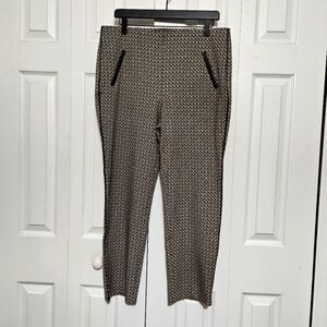 Chico's Black/Brown/White Print Ankle Pants Size 12